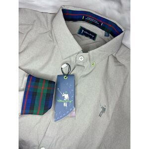 William Murray Shirt Mens Medium Grey Long Sleeve Button Down Performance Vented